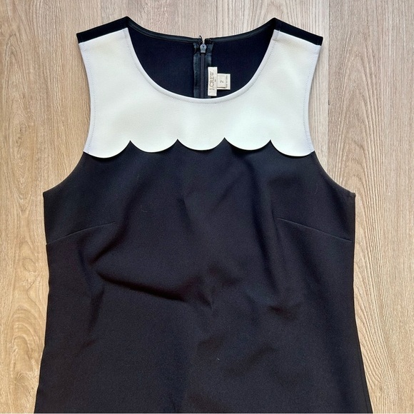 J. Crew Scallop Hem Black & White Sleeveless Formal Dress - Picture 2 of 8